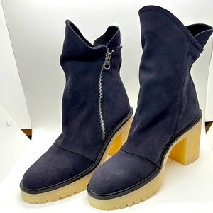 Free People Navy Blue Suede Jack Boots 39/8.5